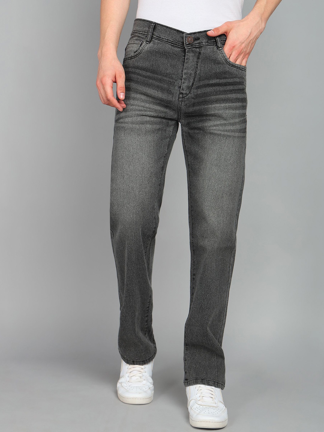 

Moda Rapido Men Classic Straight Fit Heavy Fade Jeans, Grey
