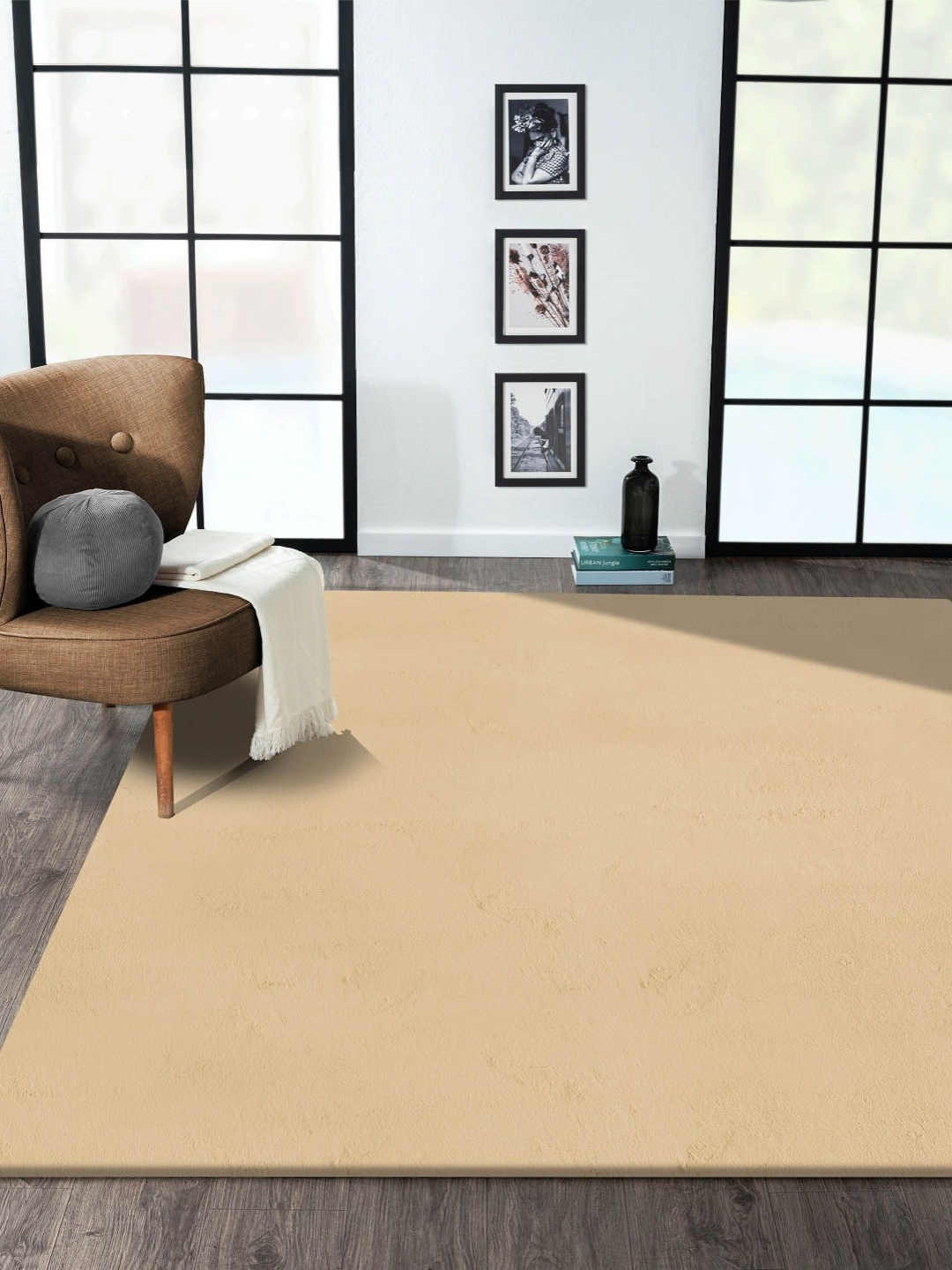 

OBSESSIONS Brown Solid Anti-Skid Polyester Carpet