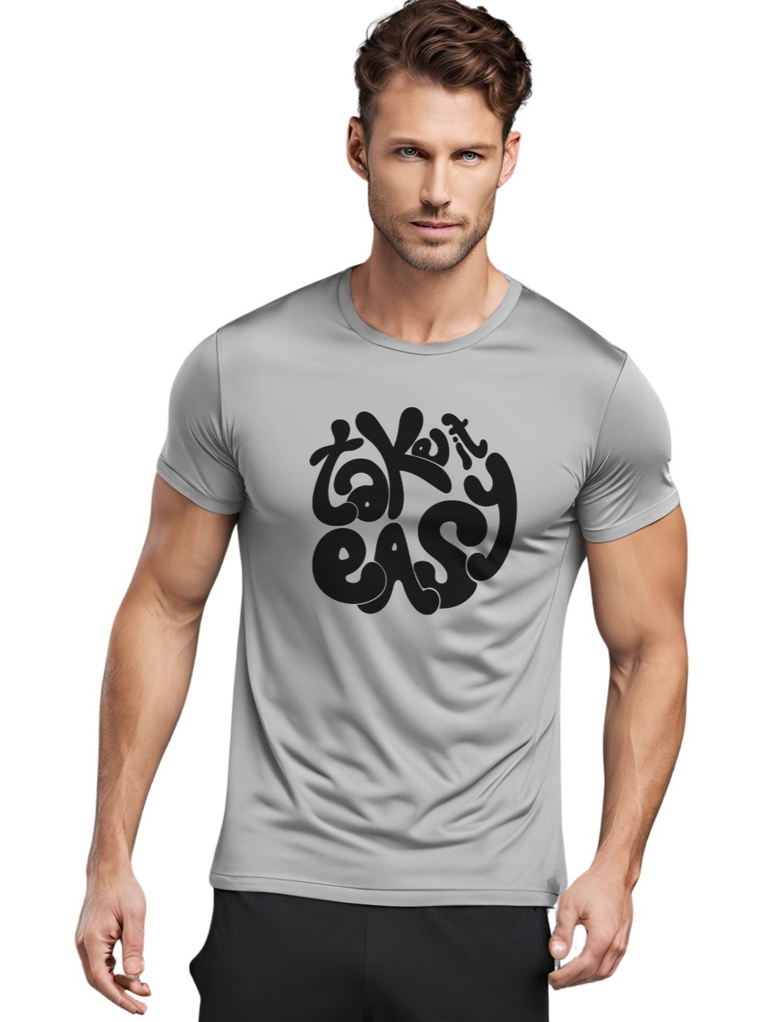 

3Colors Men Moisture Wicking Raw Edge T-shirt, Grey
