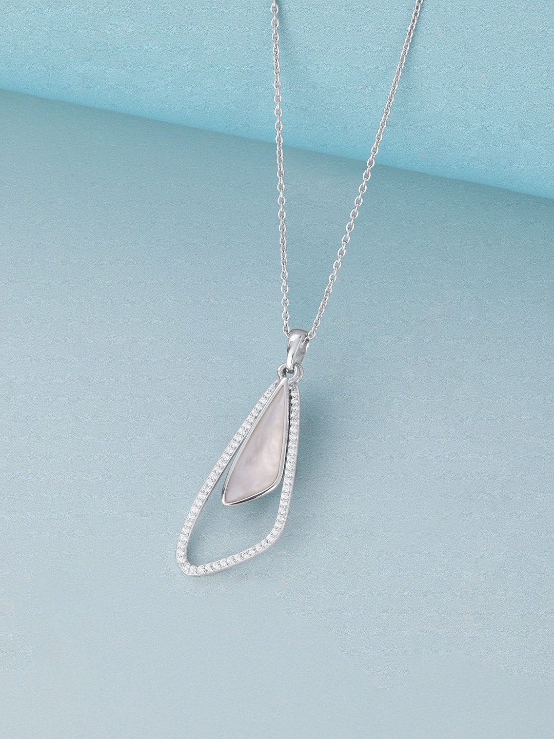 

Mia by Tanishq Silver Mother of Pearls Contemporary Shaped Pendant