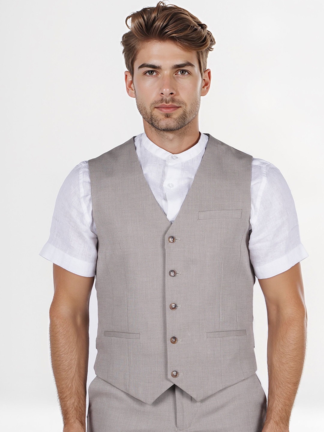 

Celio Slim-Fit V-Neck Formal Waistcoat, Beige