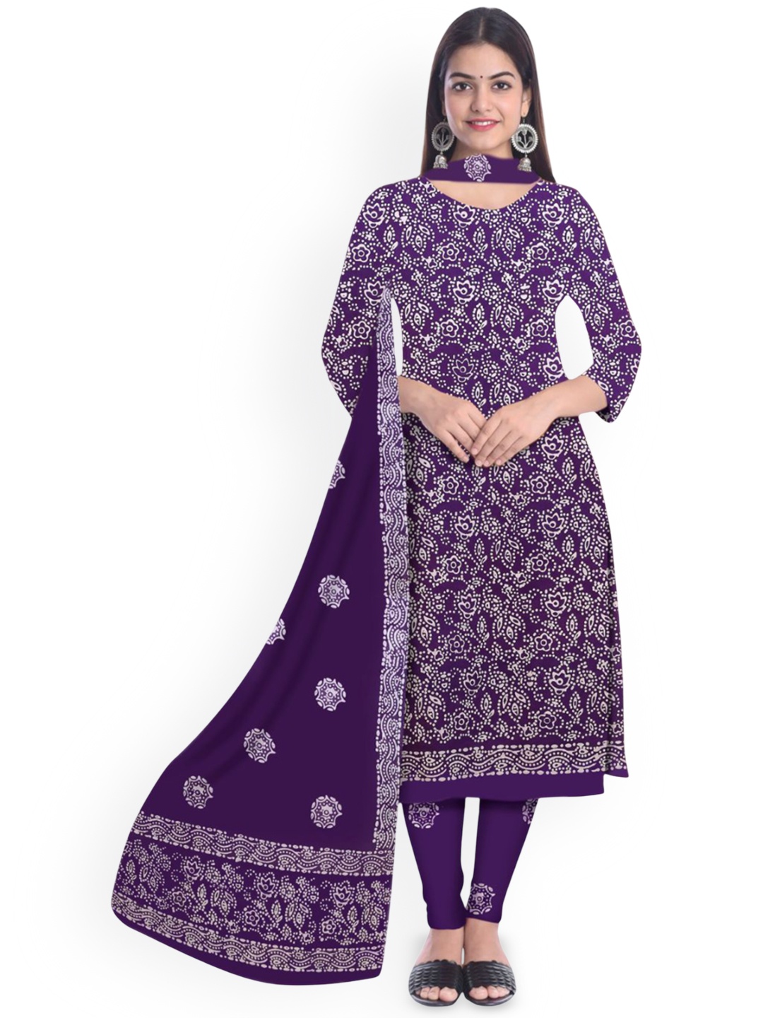 

Farooq Dyeing Floral Printed Pure Cotton Unstitched Dress Material, Purple