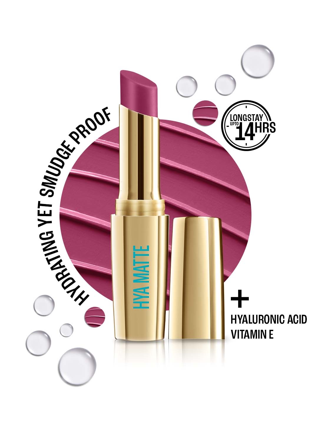 

Lakme 9to5 Hya Matte Hydrating Smudge Proof Lipstick - Bold Berry PM3, Purple