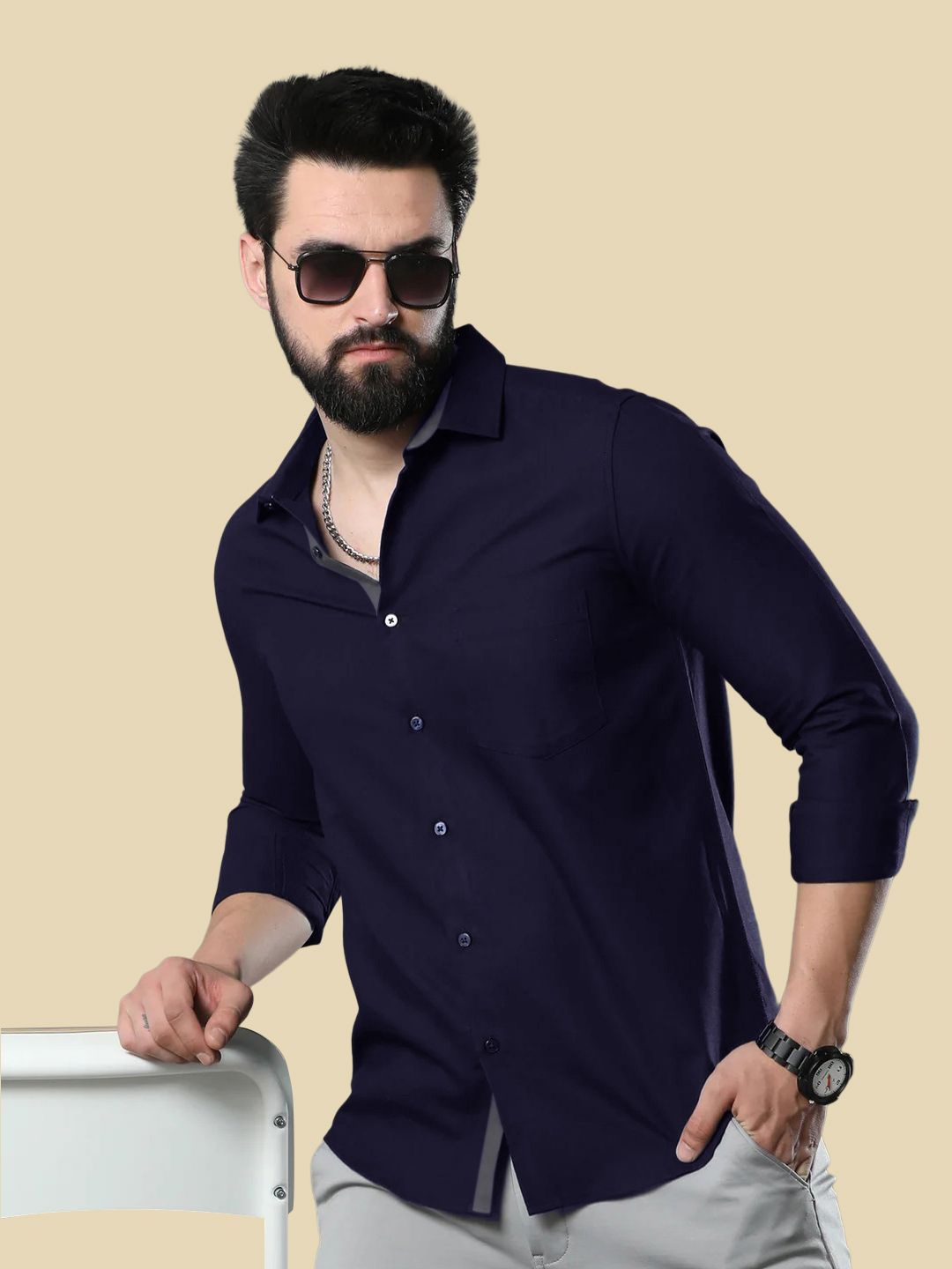 

Moda Rapido Men Standard Opaque Formal Shirt, Navy blue