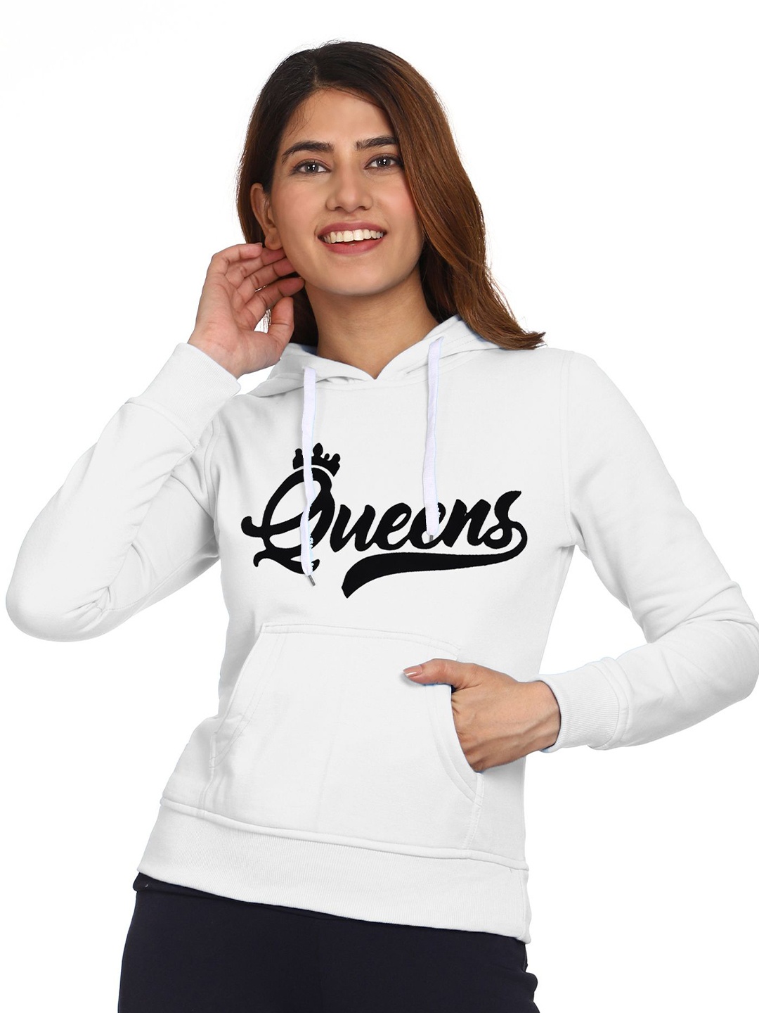 

ROARERS Women Printed Hooded Sweatshirt, White