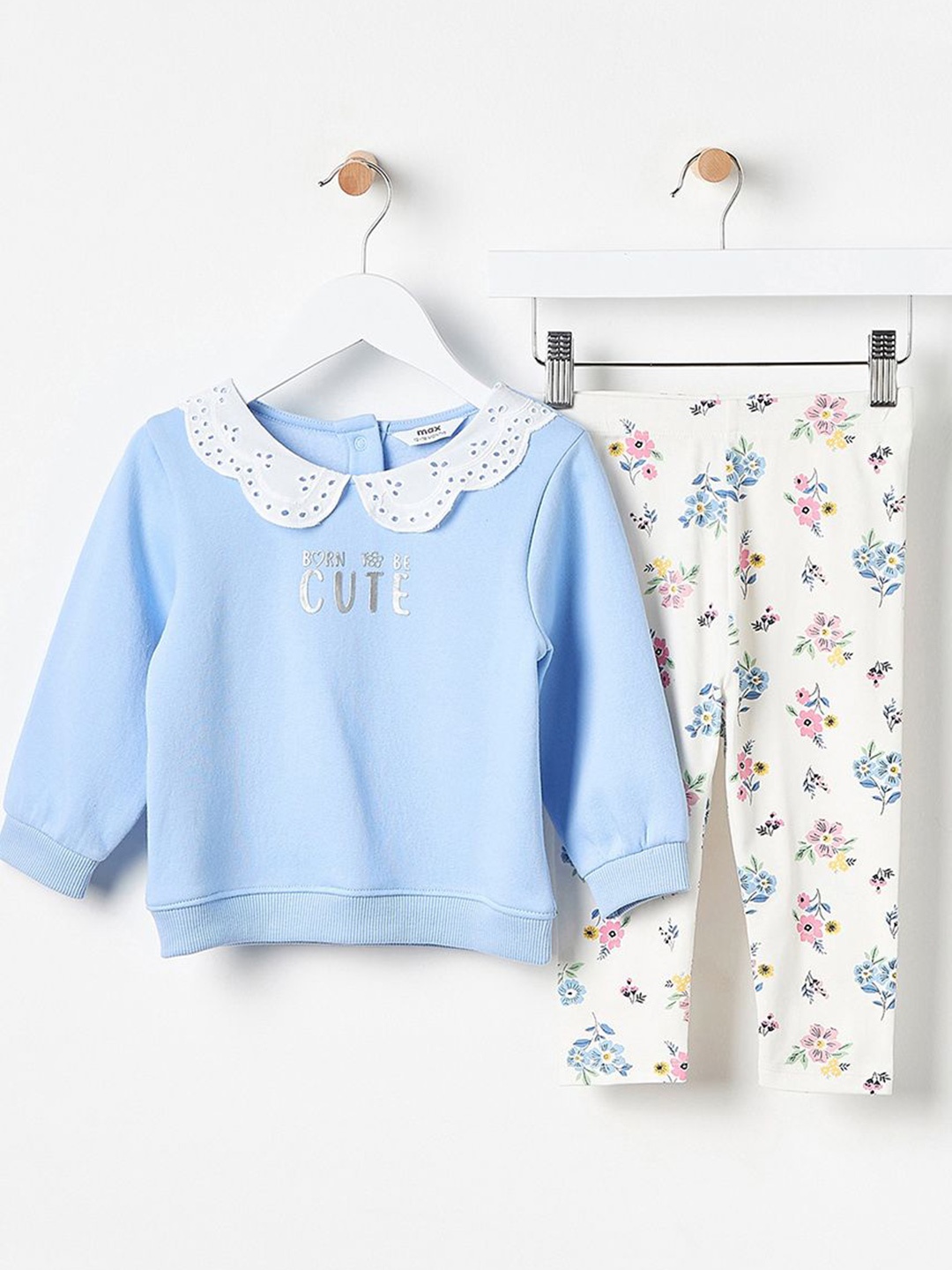 

max Girls Printed Top with Pyjamas, Blue