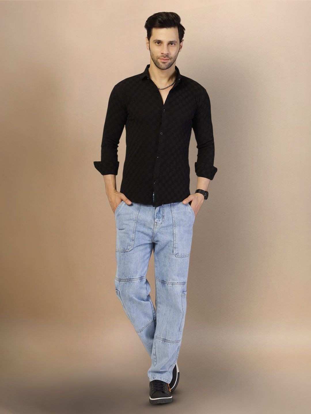 

Moda Rapido Men Original Opaque Casual Shirt, Black