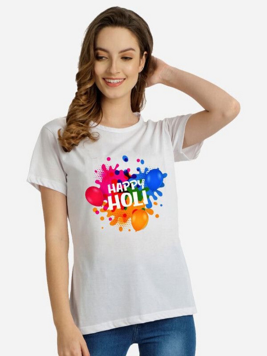 

Moda Rapido Women Holi Printed Tshirt, White