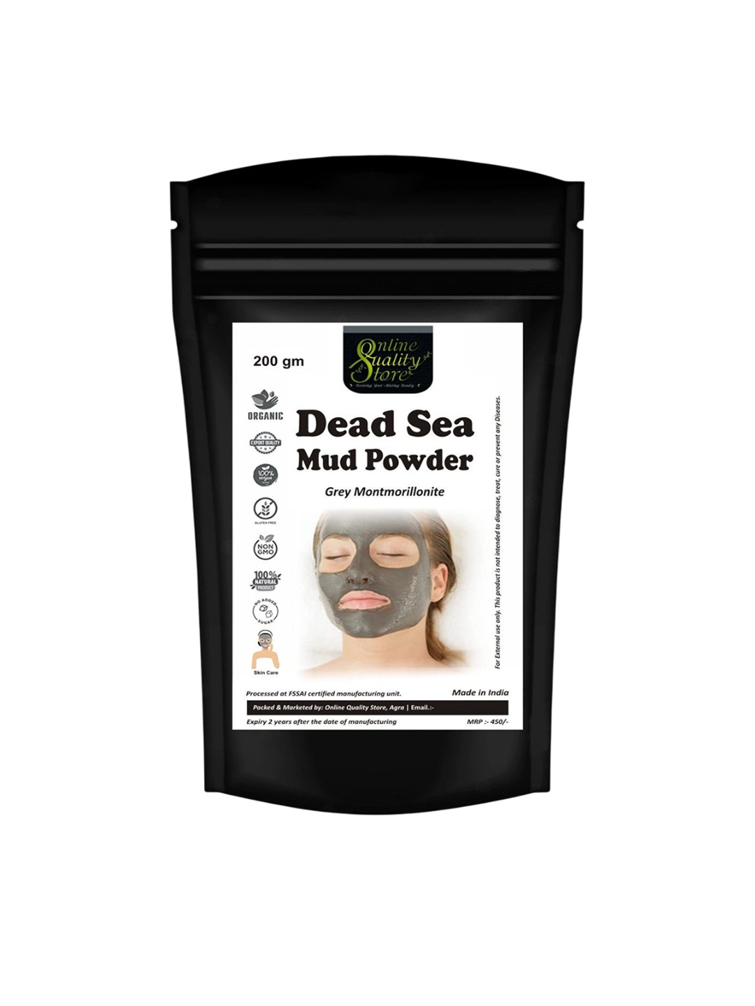 

Online Quality Store Dead Sea Mud Powder For Face & Hair - 200 g, Grey