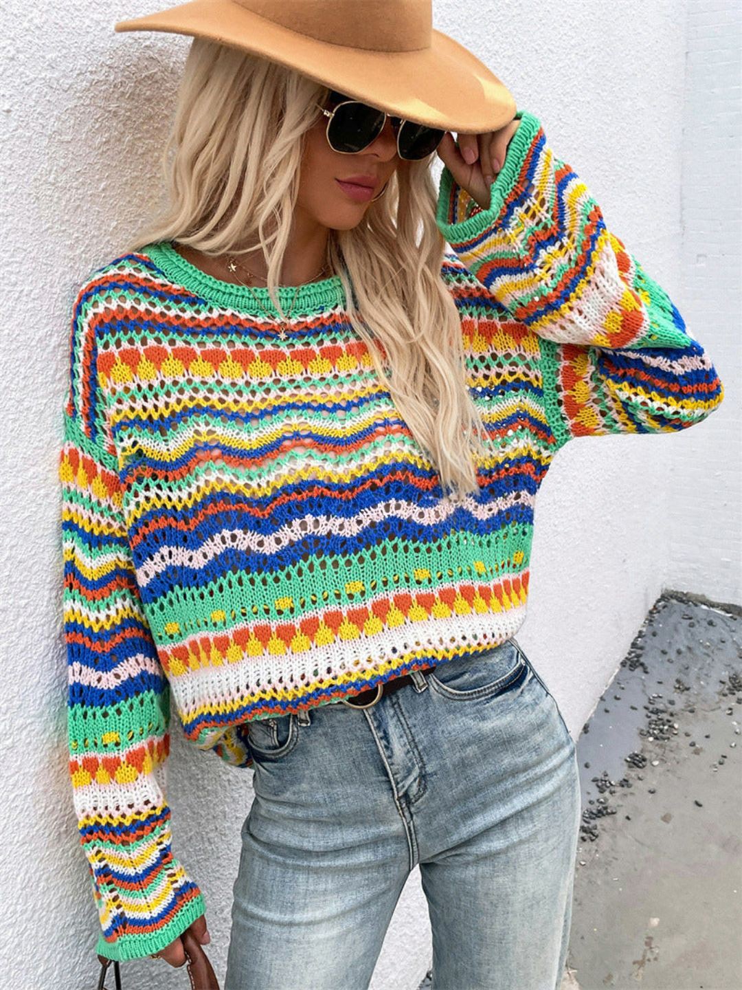 

Oh Rare Women Printed Crop Pullover, Green