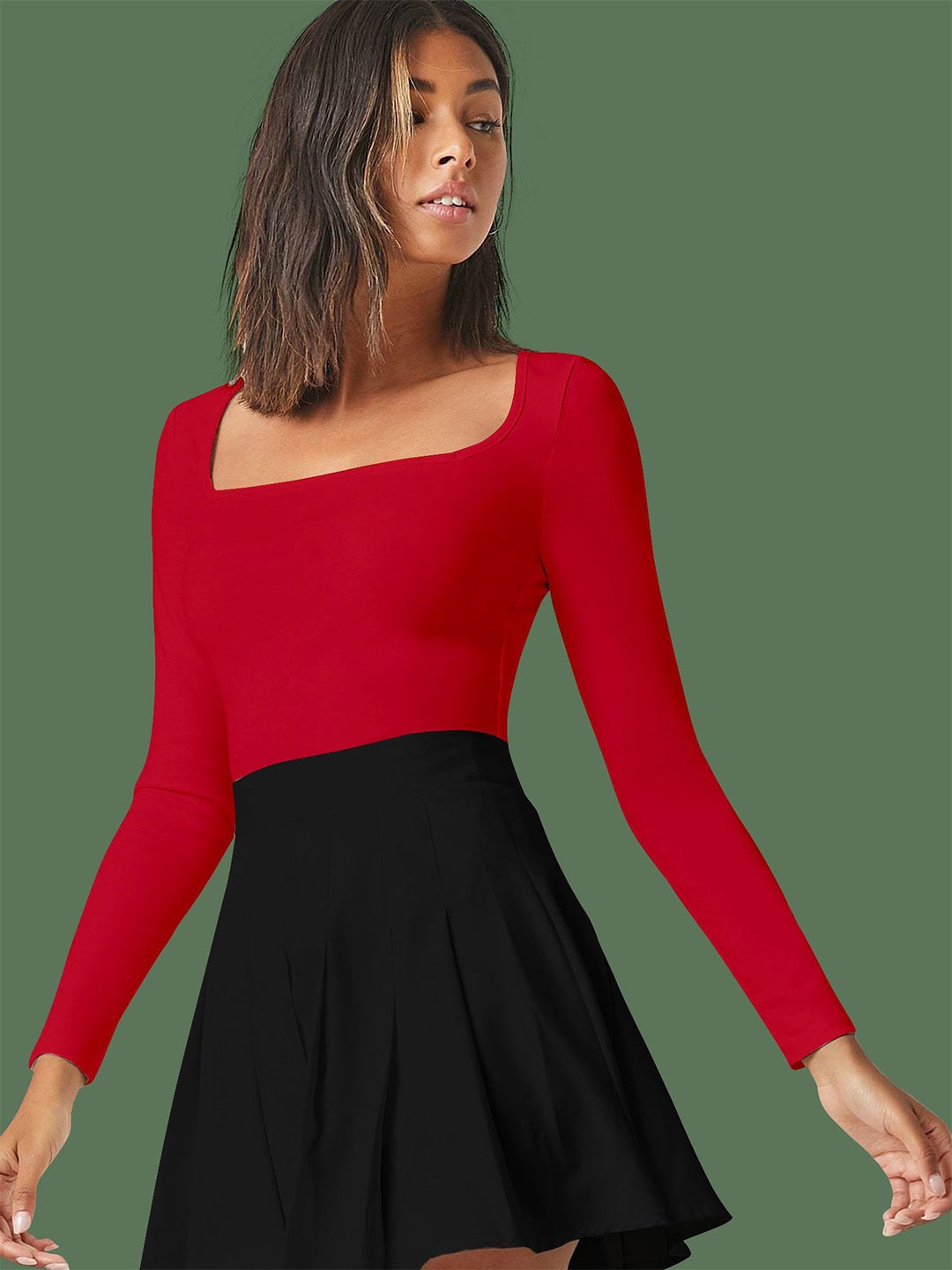 

Dream Beauty Fashion Solid Fitted Top, Red