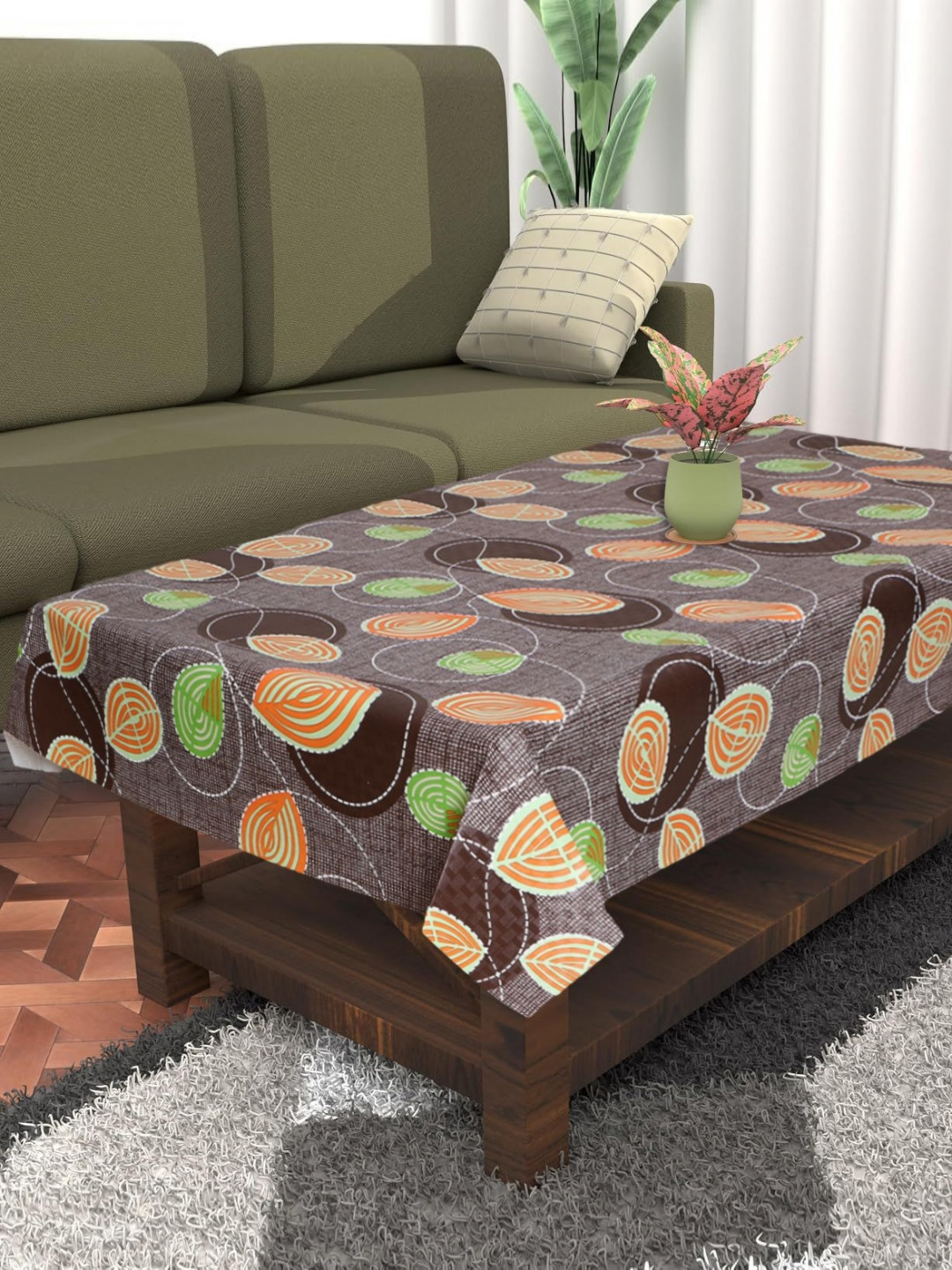

Dakshya Industries Purple Floral Waterproof Plastic 4-Seater Table Cover