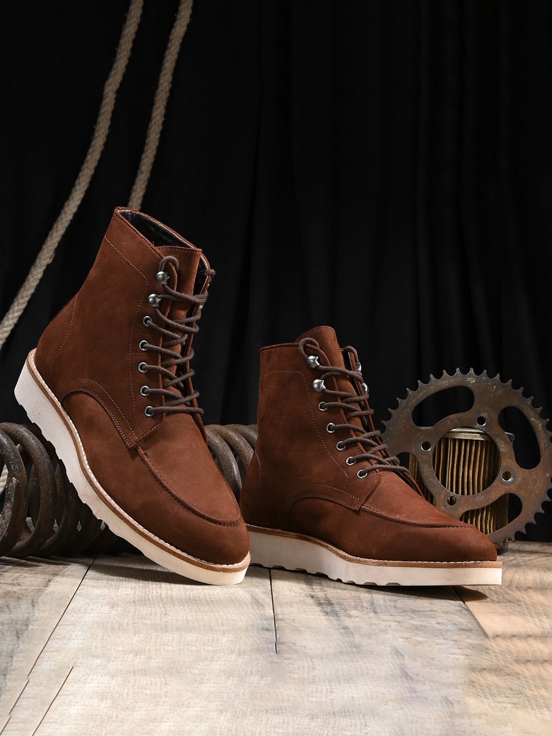 

MILLE DOLLARI Men Leather Casual Rusty Boots, Brown