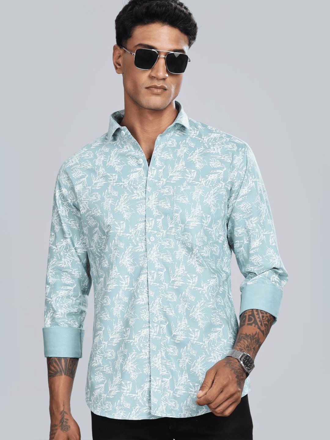 

Blueisland Clothing Men Standard Opaque Printed Formal Shirt, Blue