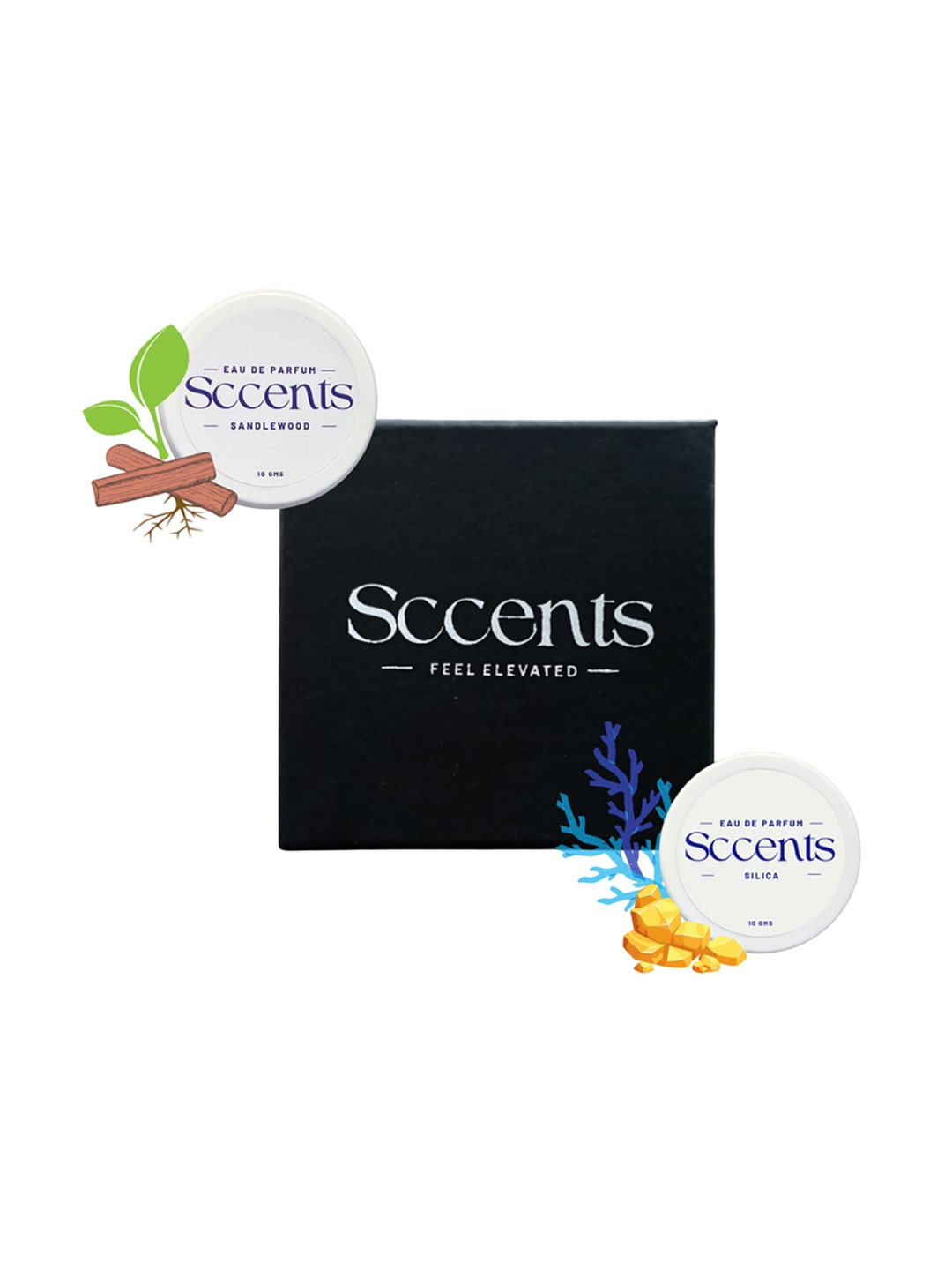 

Sccents Set Of 2 Silica & Sandalwood Long Lasting Solid Perfume - 10 g Each, White