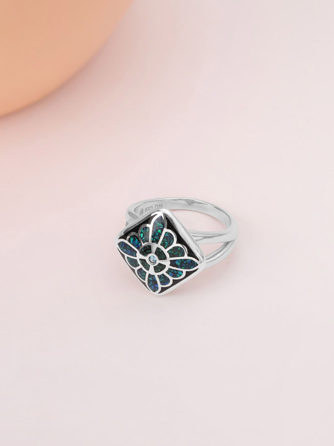 

Mia by Tanishq 925 Sterling Silver Stones Studded Mystic Mosaic Finger Ring