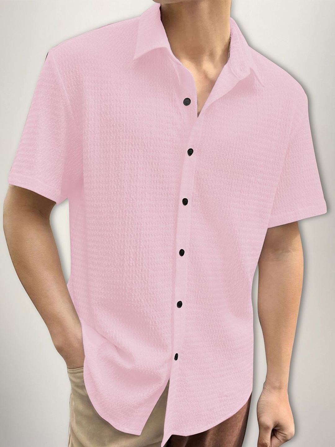 

SZN Men Textured Original Fit Casual Shirt, Pink