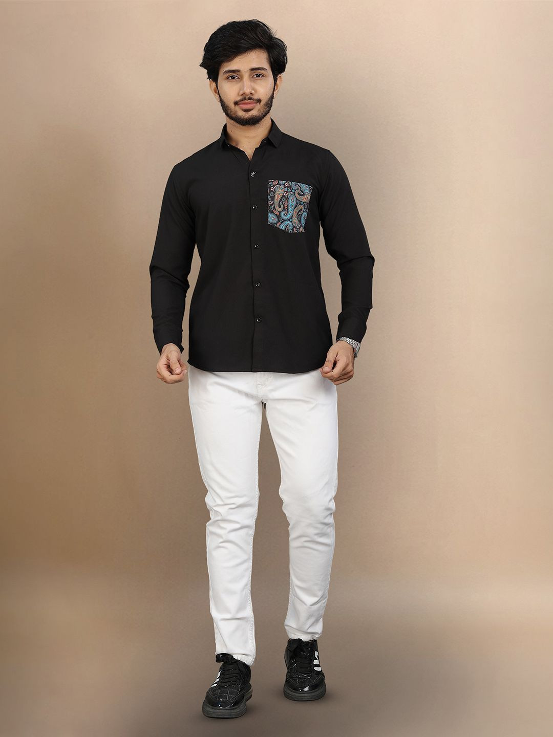 

Moda Rapido Men Original Opaque Casual Shirt, Black
