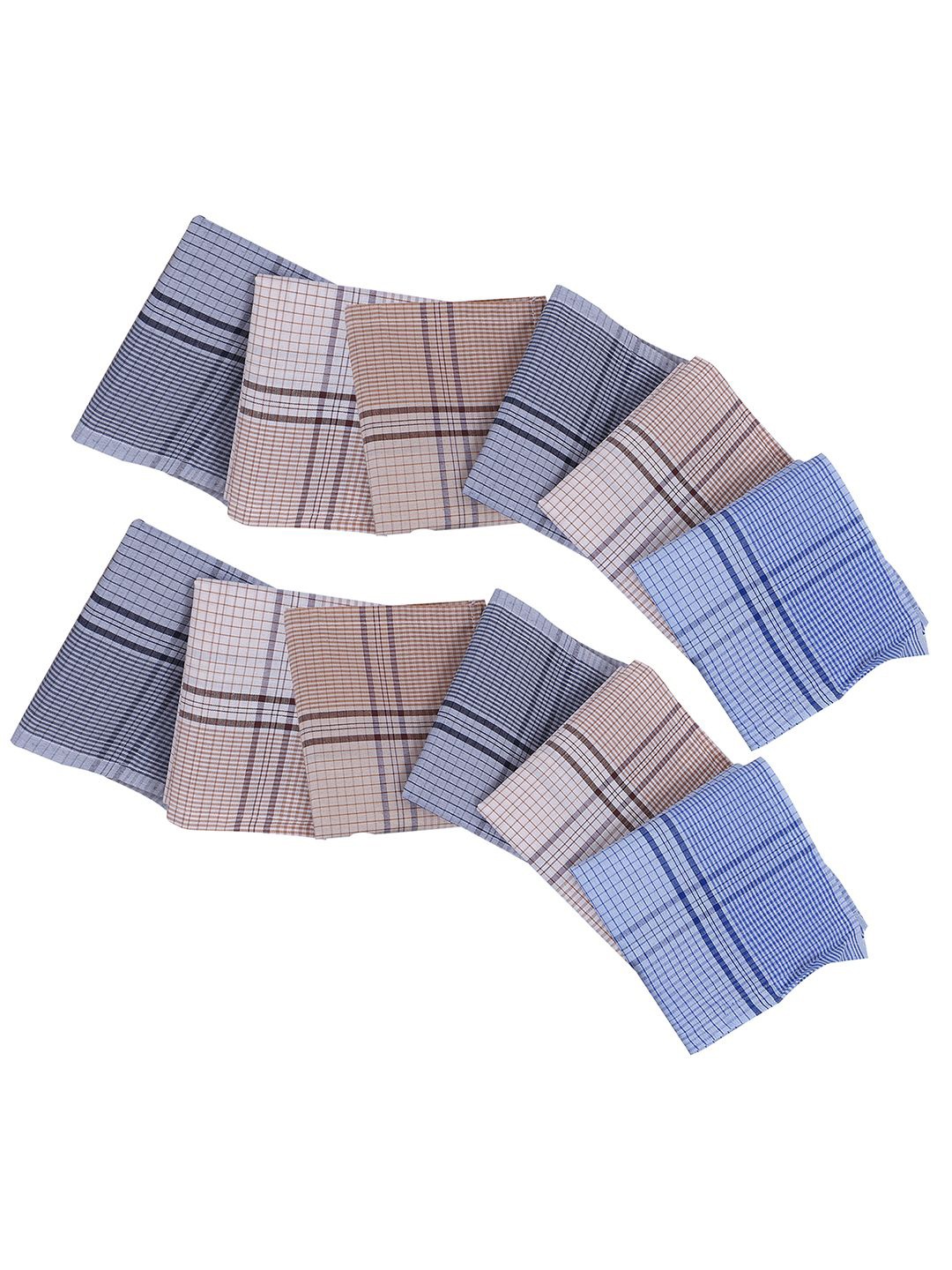 

Kuber Industries 12-Pcs Checked Cotton Handkerchief, Blue