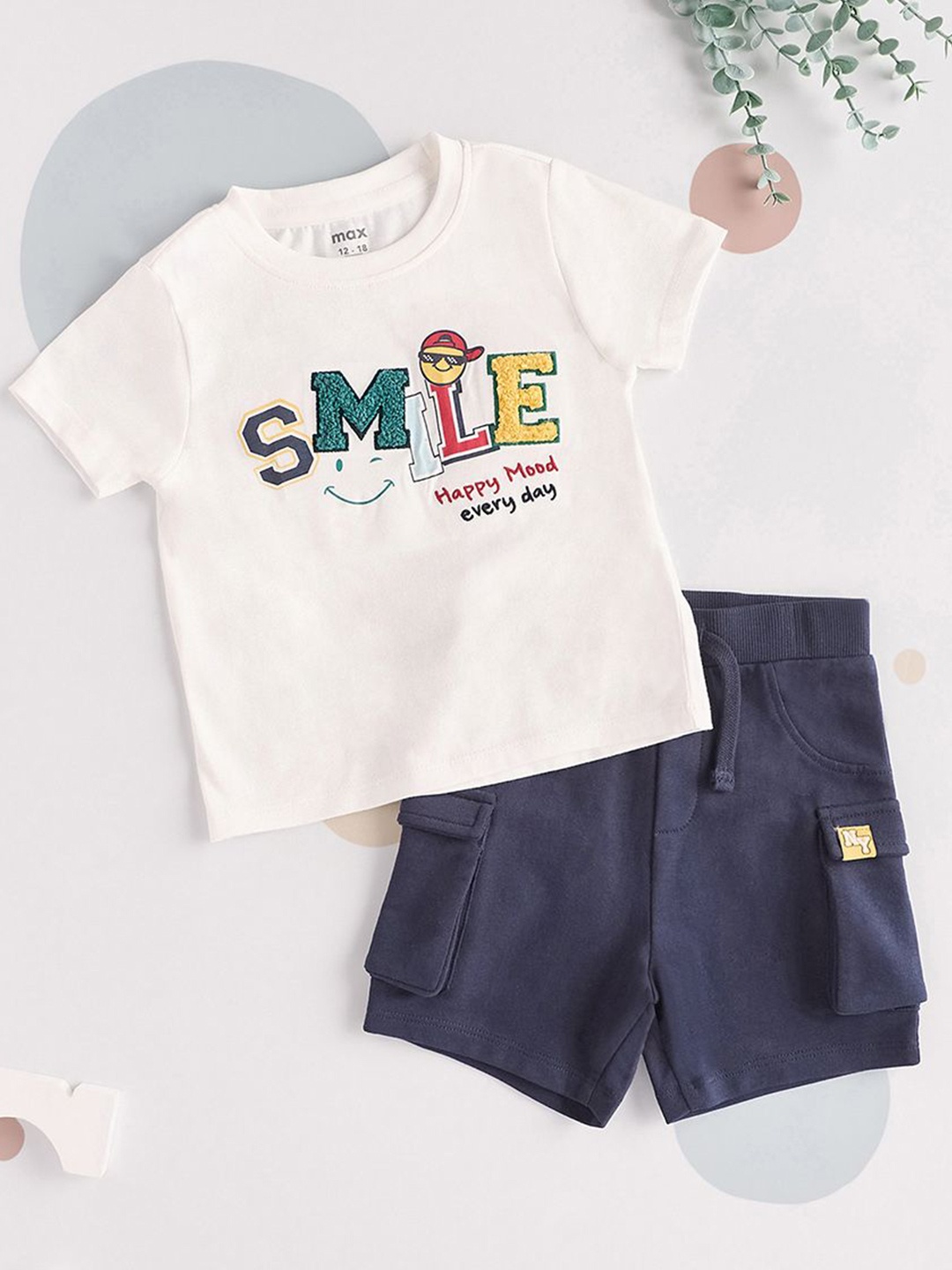 

max Boys Printed T-shirt with Shorts, Blue