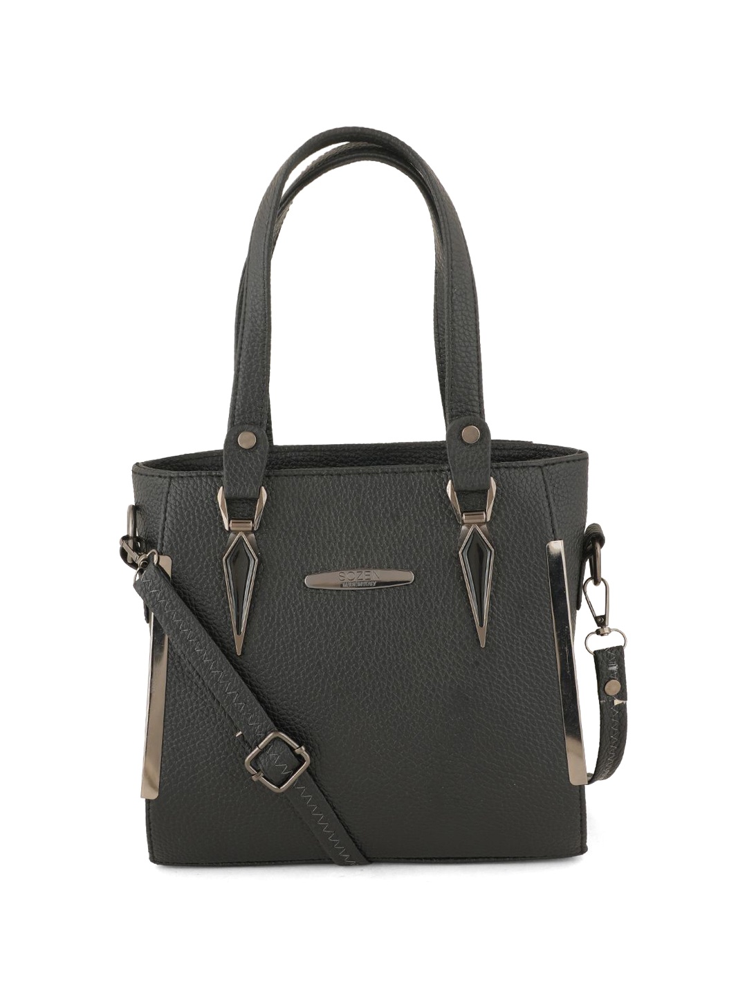

Flingo PU Oversized Structured Handheld Bag, Black