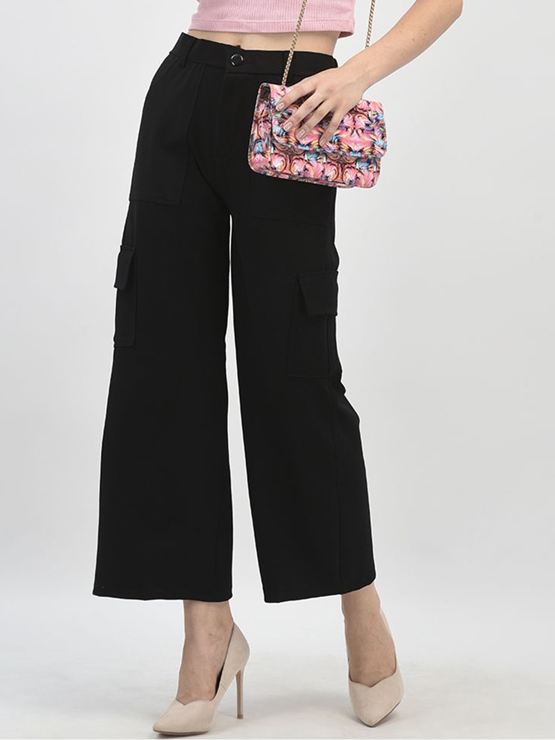 

Chemistry Women High-Rise Wide Leg Trousers, Black