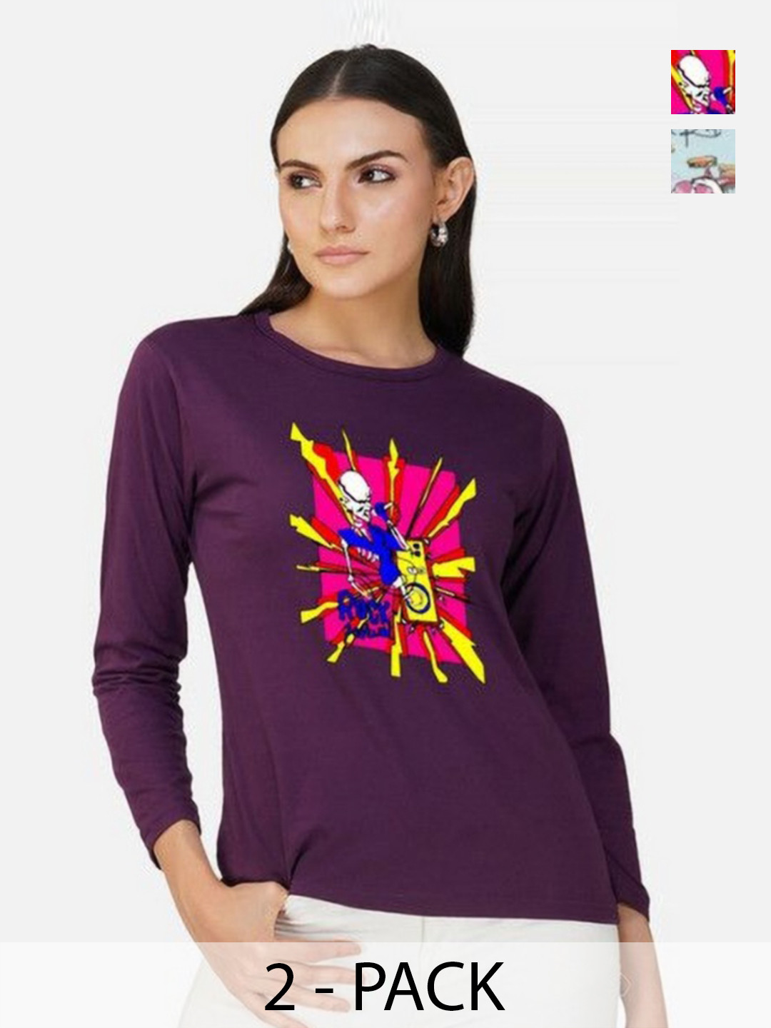 

Metronaut Women 2 Printed Bio Finish Applique T-shirt, Turquoise blue