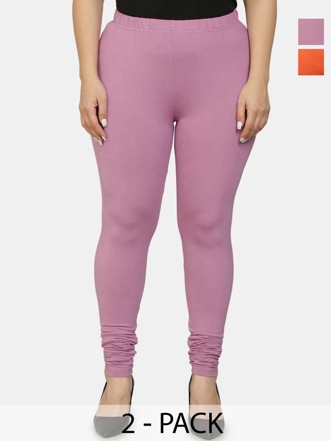 

URBAN KANYA Pack Of 2 Cotton Ankle-Length Leggings, Pink