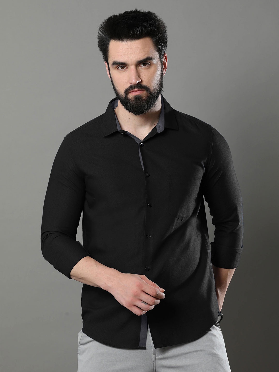 

Moda Rapido Men Standard Opaque Formal Shirt, Black