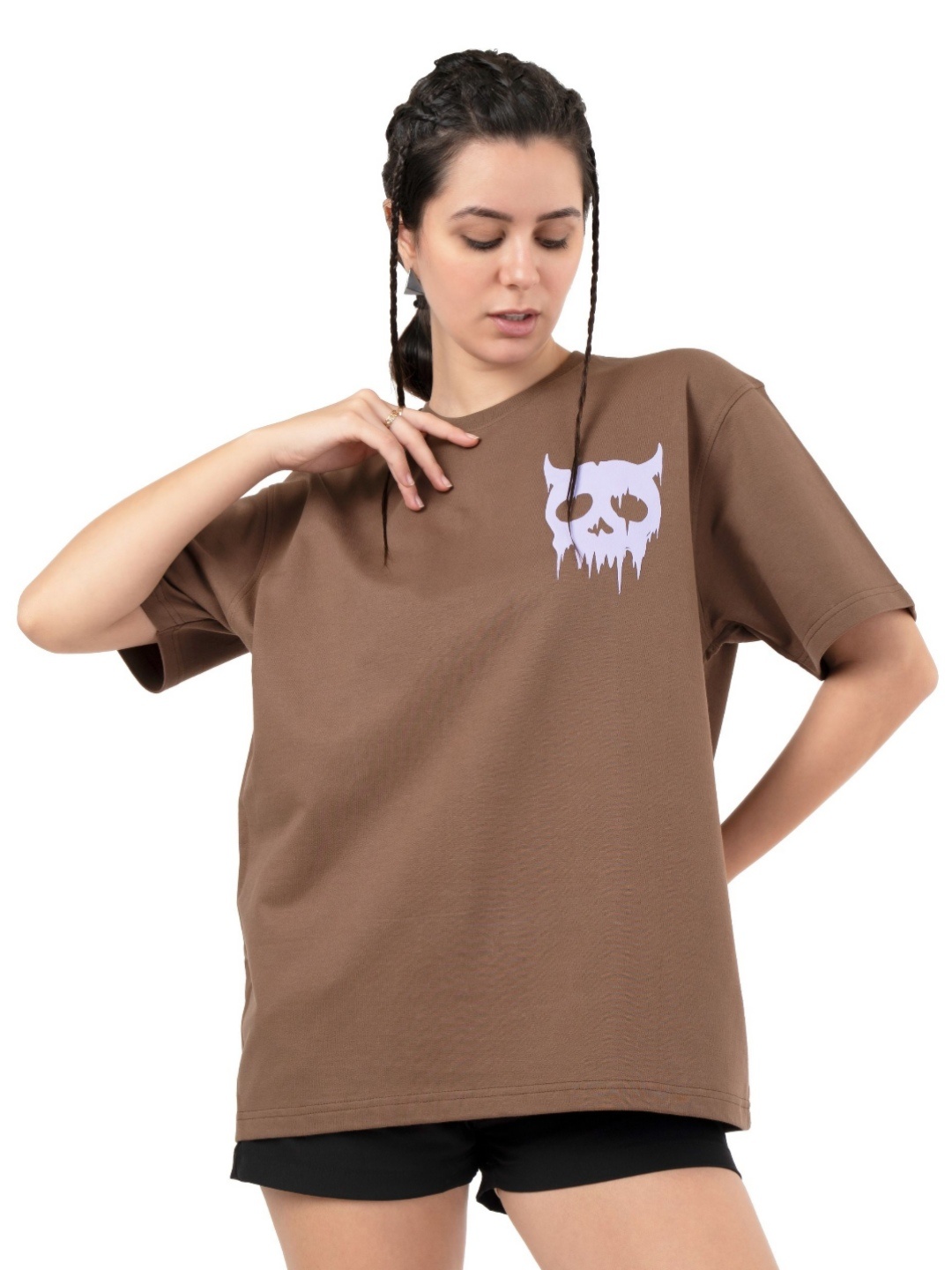 

RHINO CULT Women Printed T-shirt, Coffee brown