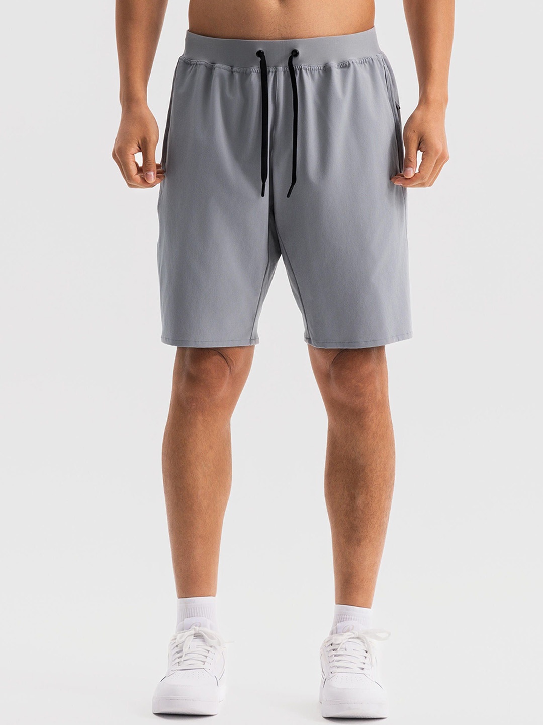 

Domyos By Decathlon Men Solid Low-Rise Sports Shorts, Grey
