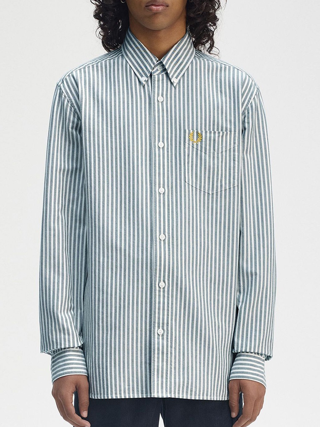 

Fred Perry Men Slim Fit Multi Stripes Opaque Striped Casual Shirt, Green