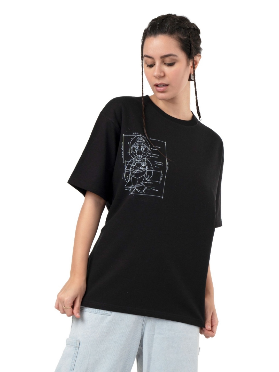 

RHINO CULT Women Printed Polo Collar Pockets T-shirt, Black