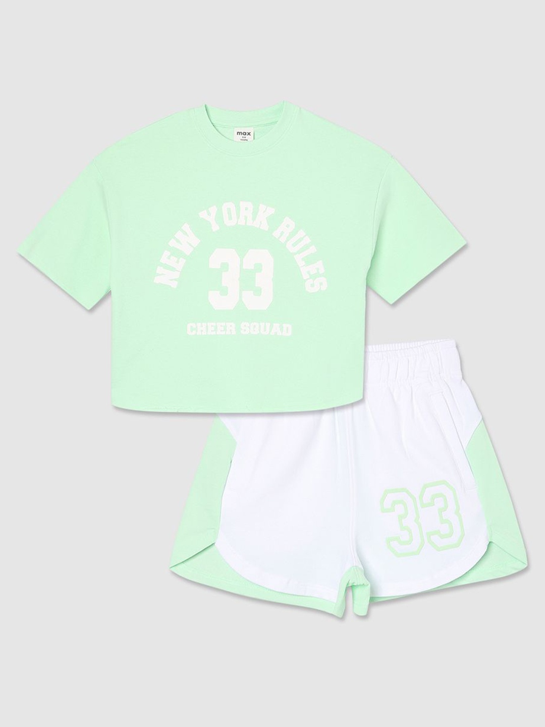 

max Girls Printed T-shirt with Shorts, Green