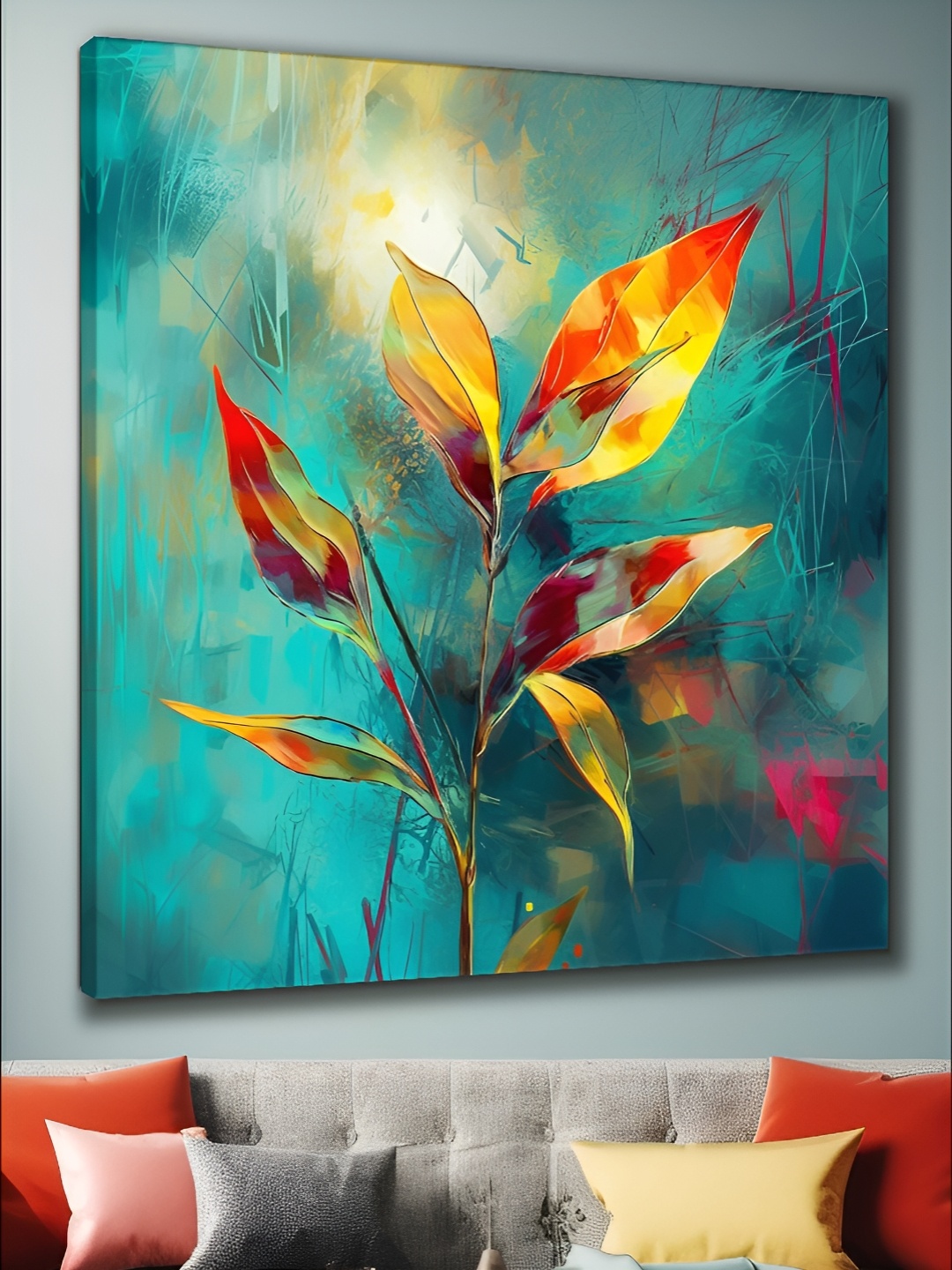 

Myntra Elegant Homes Green & Yellow 1 Piece Canvas Floral and Botanical Wall Paintings