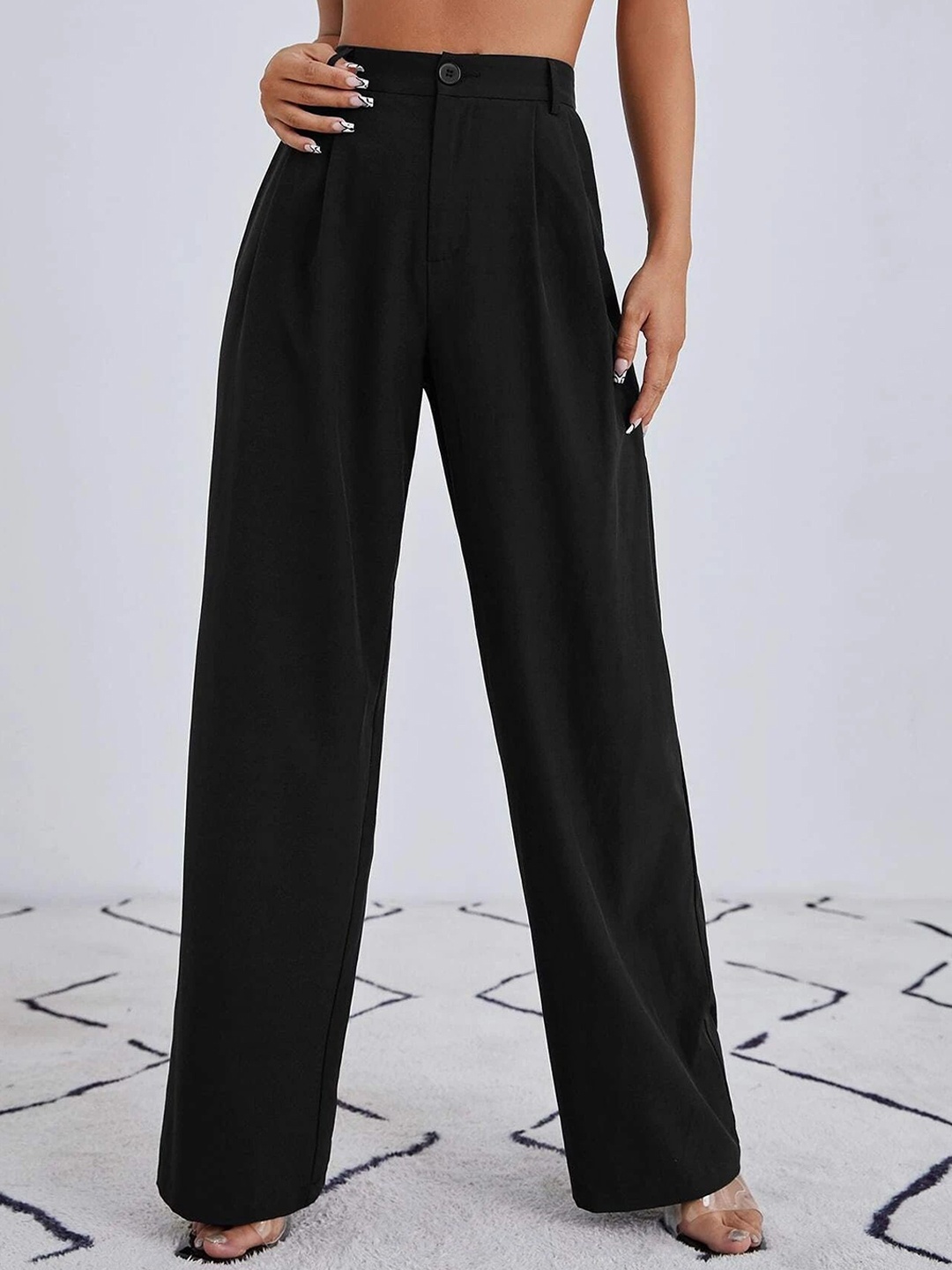 

Chemistry Women High-Rise Wide Leg Trousers, Black