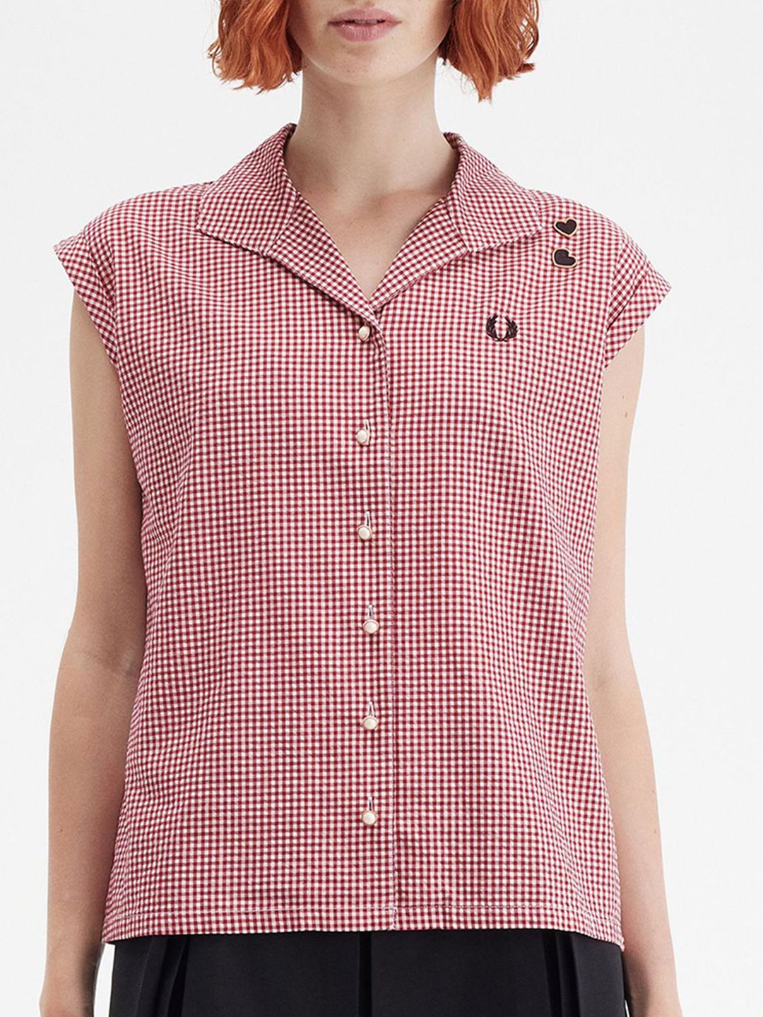 

Fred Perry Women Slim Fit Opaque Checked Casual Shirt, Red