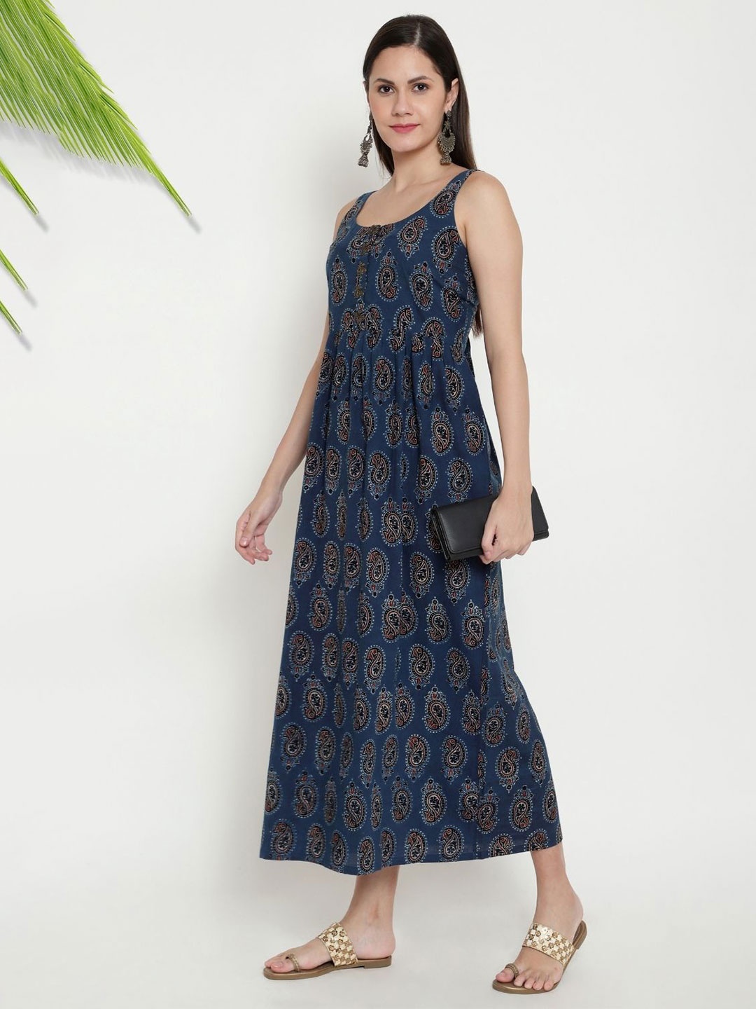 

PALASH Floral Print Fit & Flare Dress, Navy blue