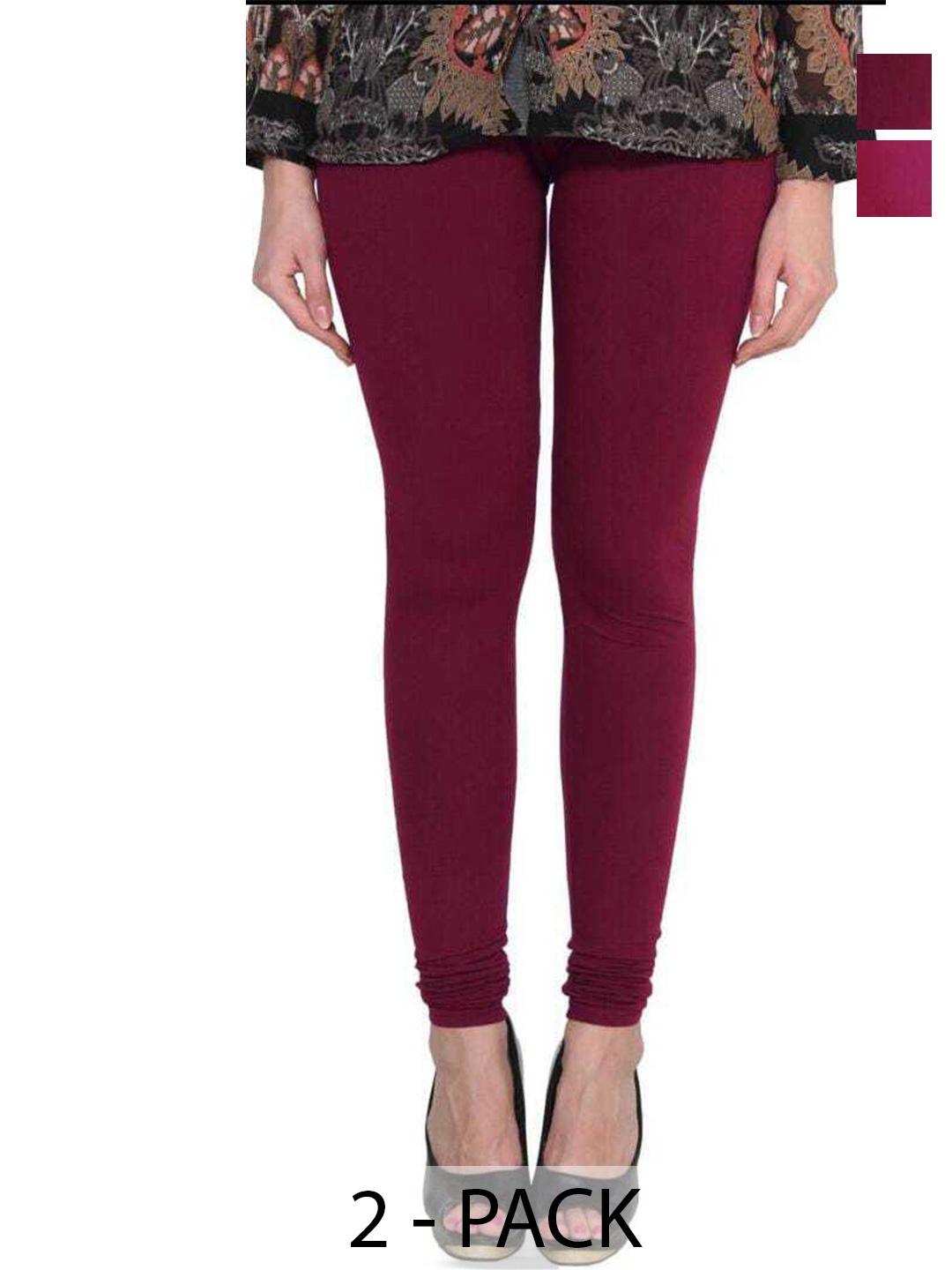 

URBAN KANYA Pack Of 2 Ankle-Length Leggings, Pink