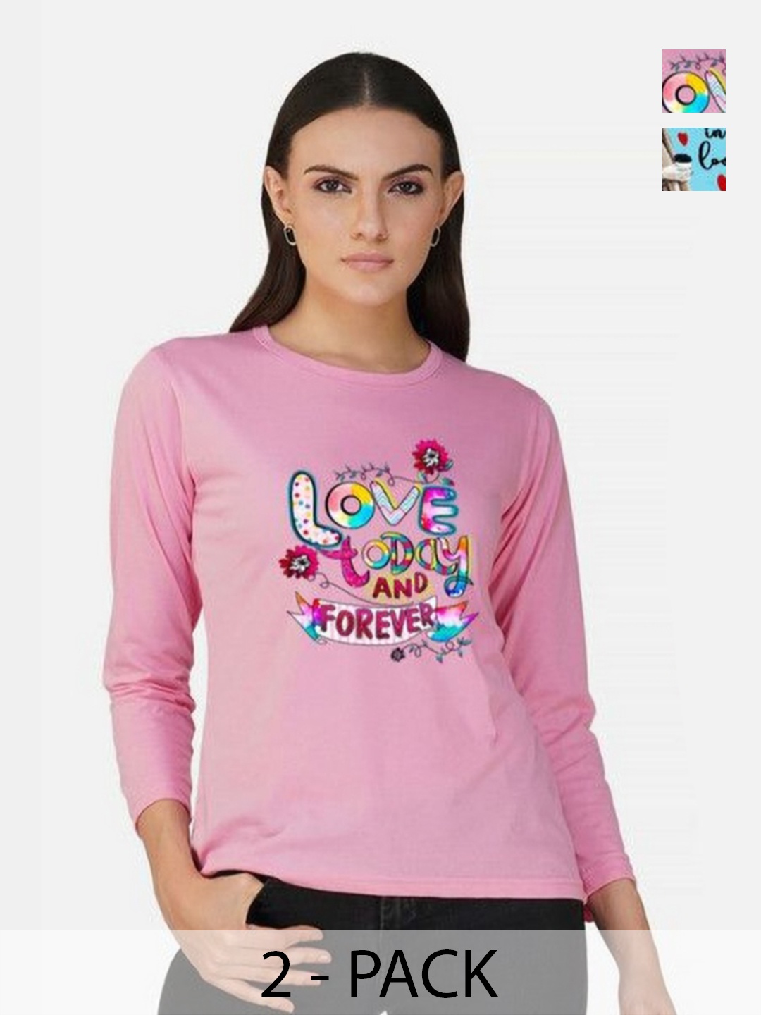 

Metronaut Women 2 Printed Bio Finish Applique T-shirt, Pink