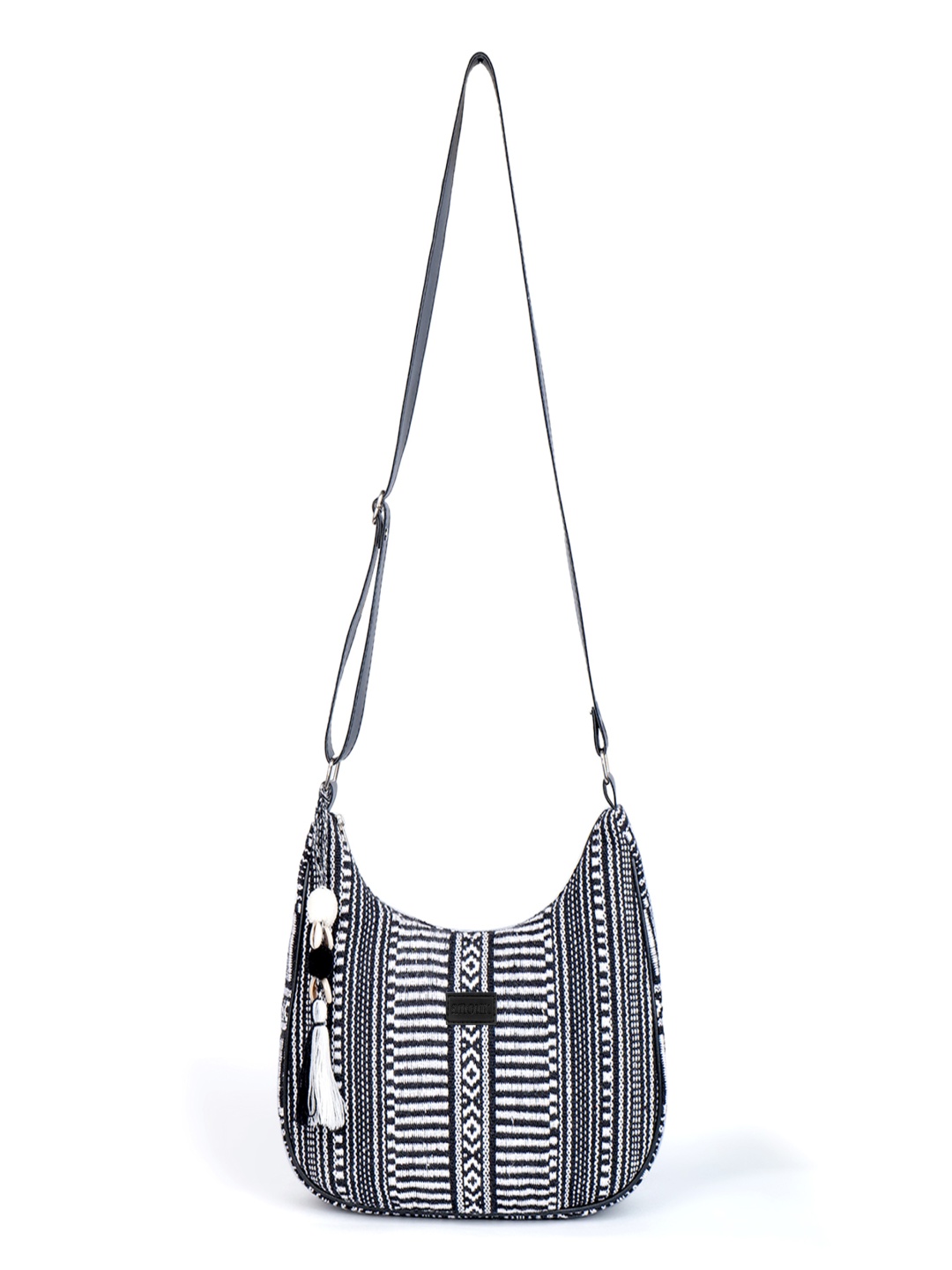 

Anouk Printed Structured Hobo Bag, Black