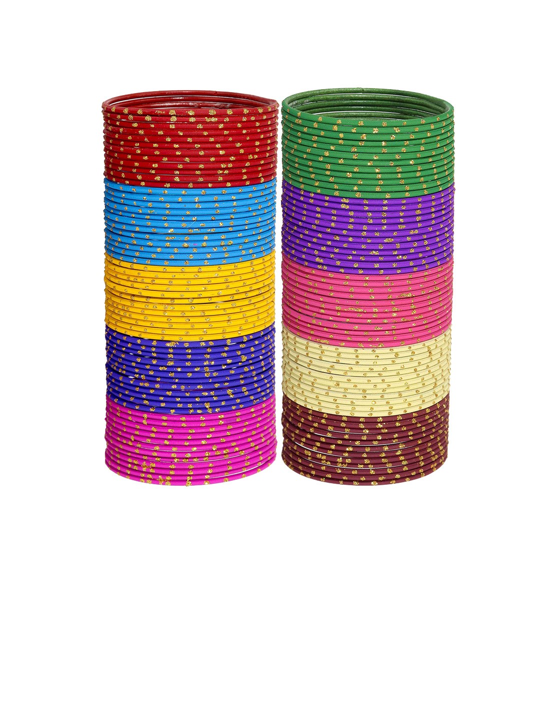 

ZULKA Set Of 120 Metal With Zari Cutting Design Bangles, Maroon