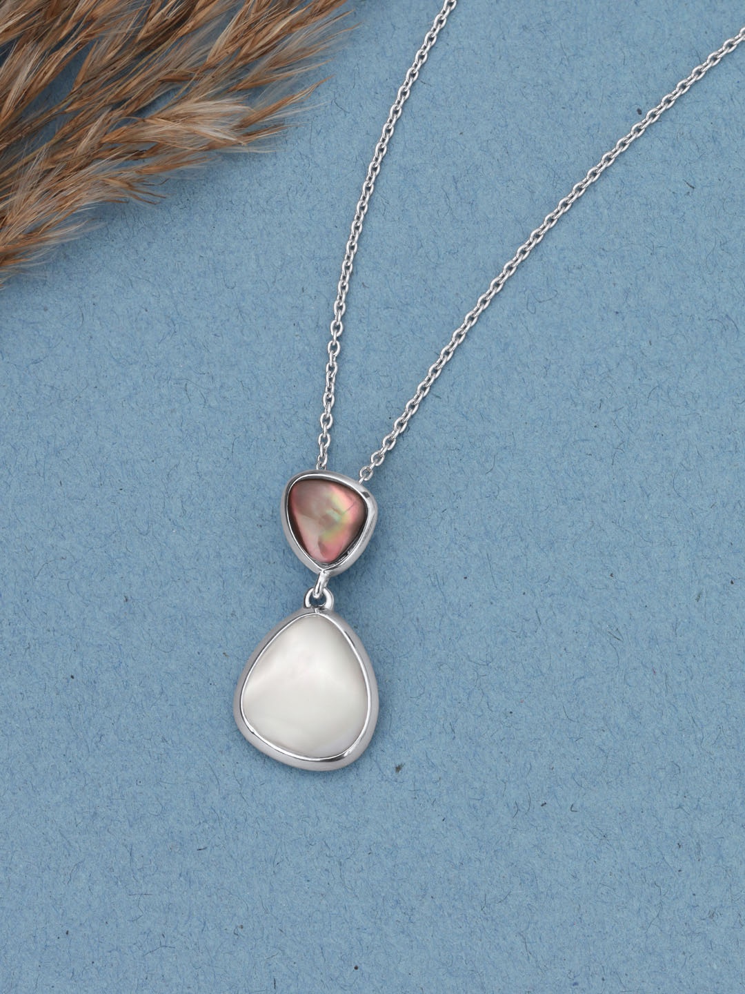 

Mia by Tanishq Silver Pearls Studded Triangular Pendant