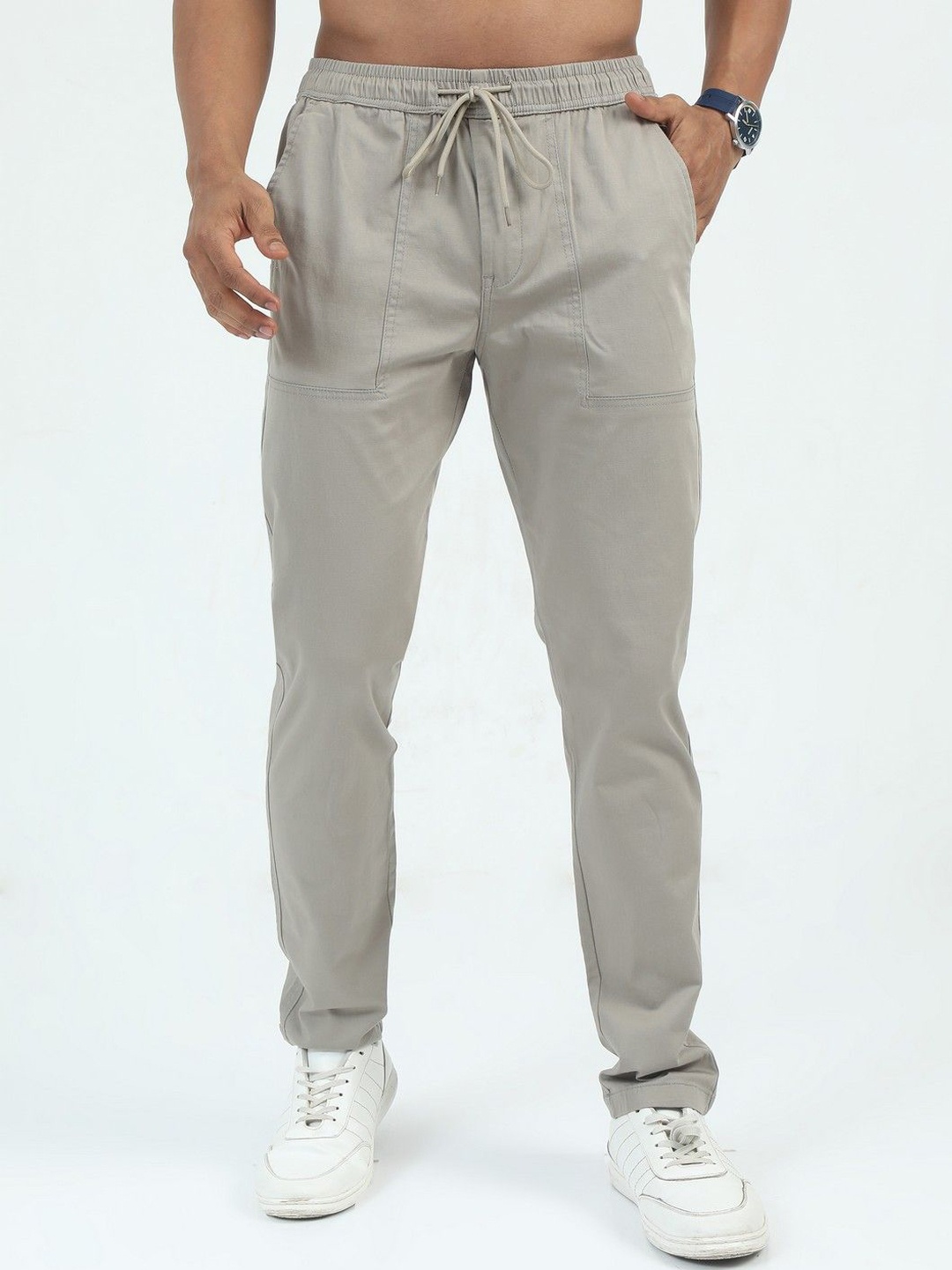 

THE BEETEL HOUSE Men Relaxed Comfy Airport Trousers, Cream