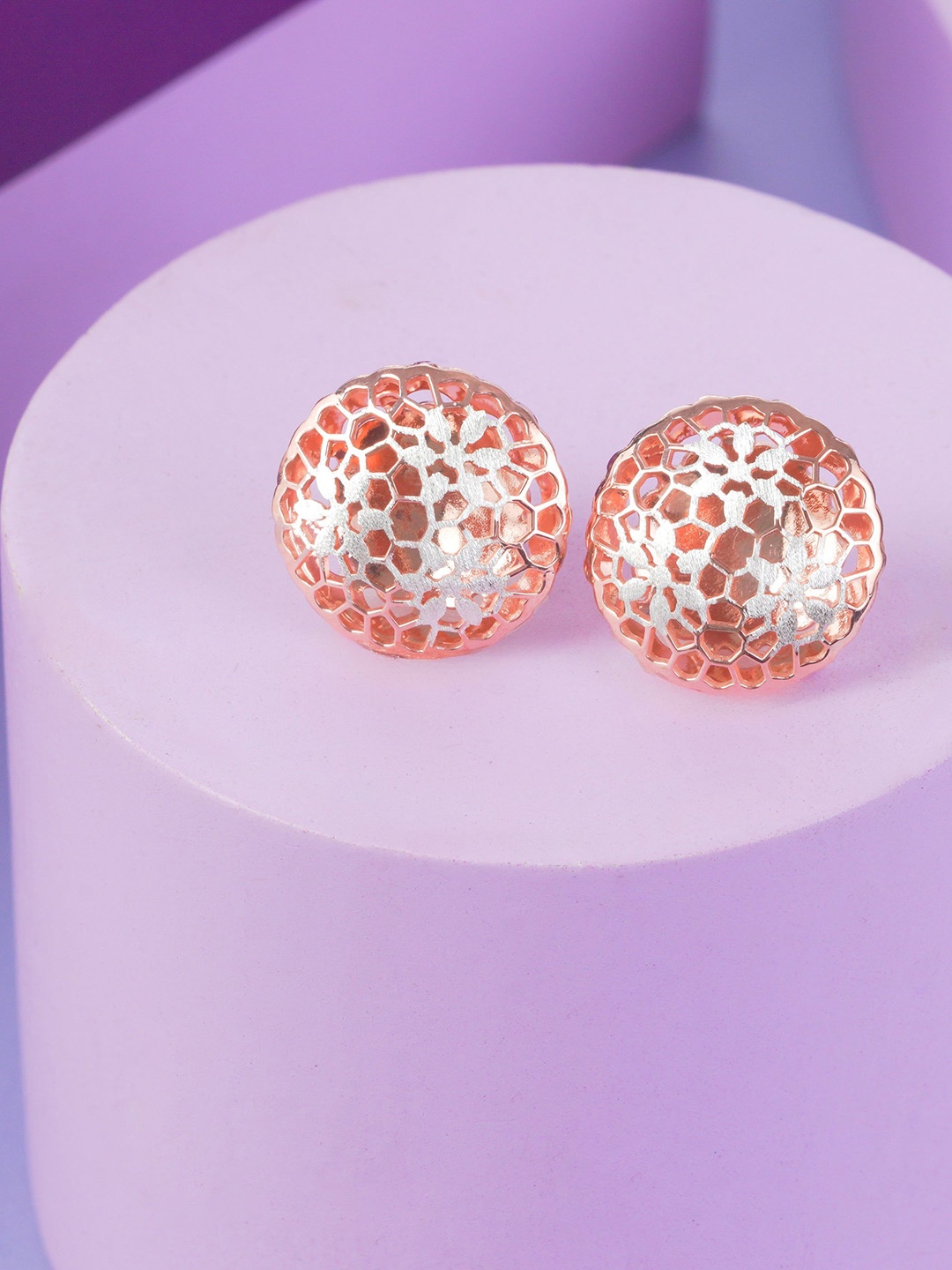 

KIORAH Italian Sterling Silver-Plated Circular Shaped Studs