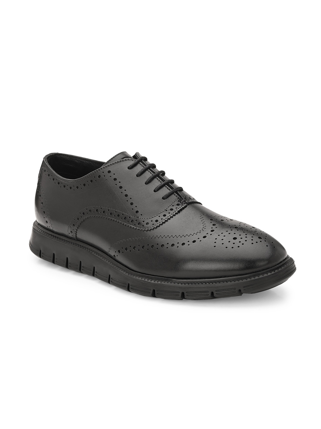 

LEGWORK Men Leather Formal Brogues, Black