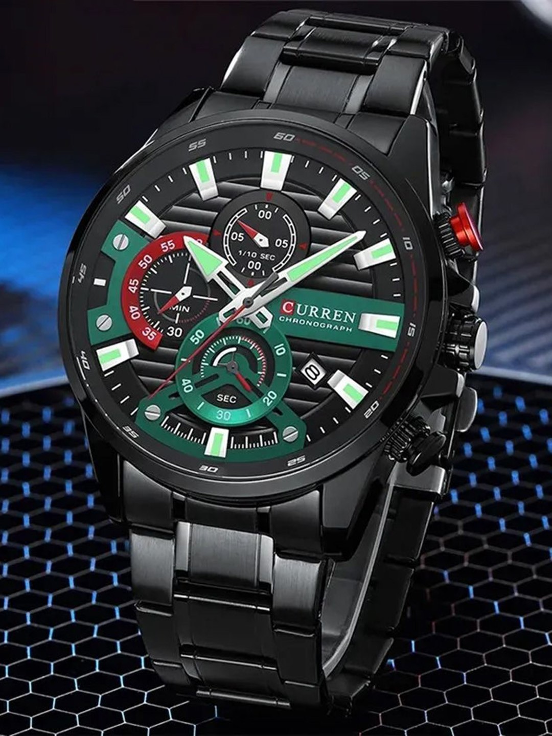

Curren Men Brass Dial Bracelet Style Straps Analogue Watch CR-8415-Black Green