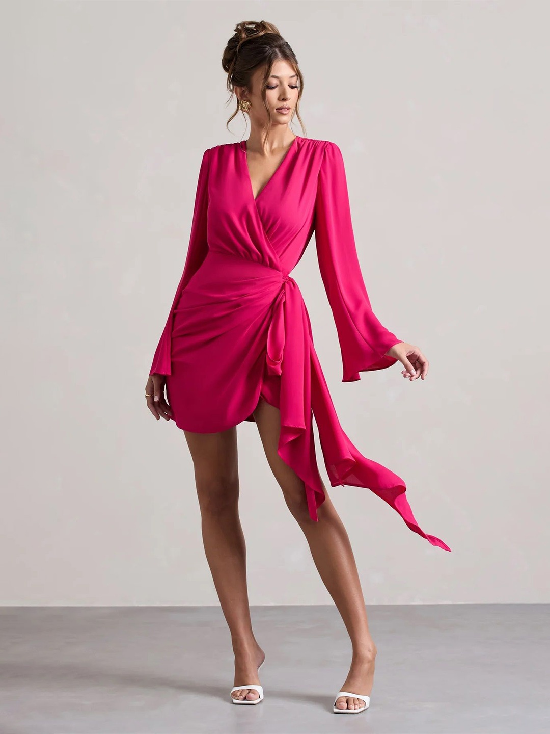 

TRAQUILA Flared Sleeve Top, Pink