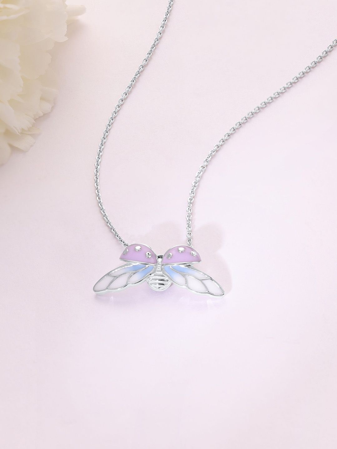 

Mia by Tanishq Blissful Ladybug Silver-Plated Minimal Necklace And Chains