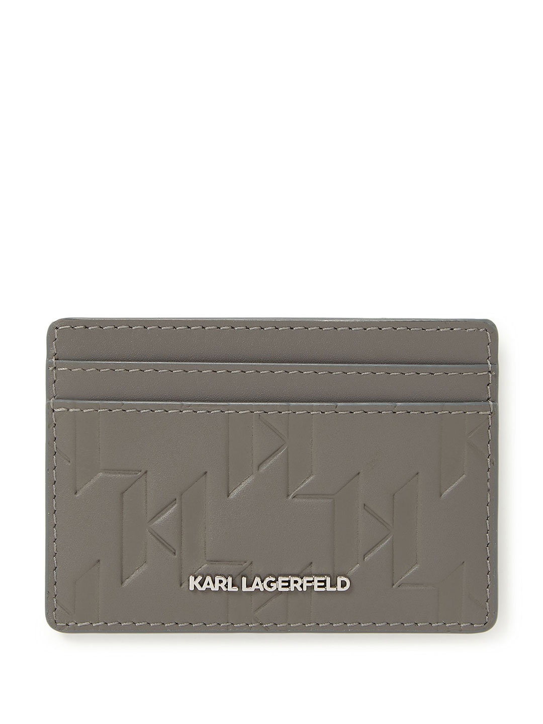 

Karl Lagerfeld Men Leather Card Holder, Grey